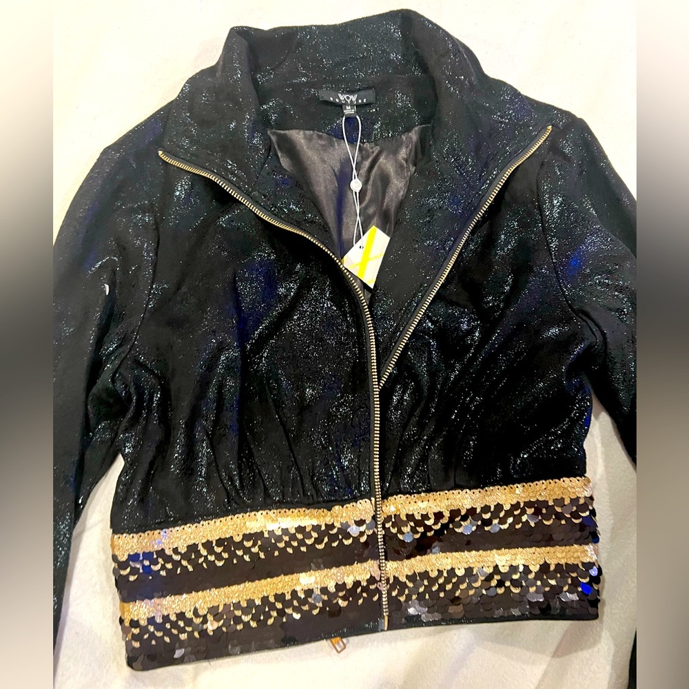 WOW Couture front zipper sequin jacket size M